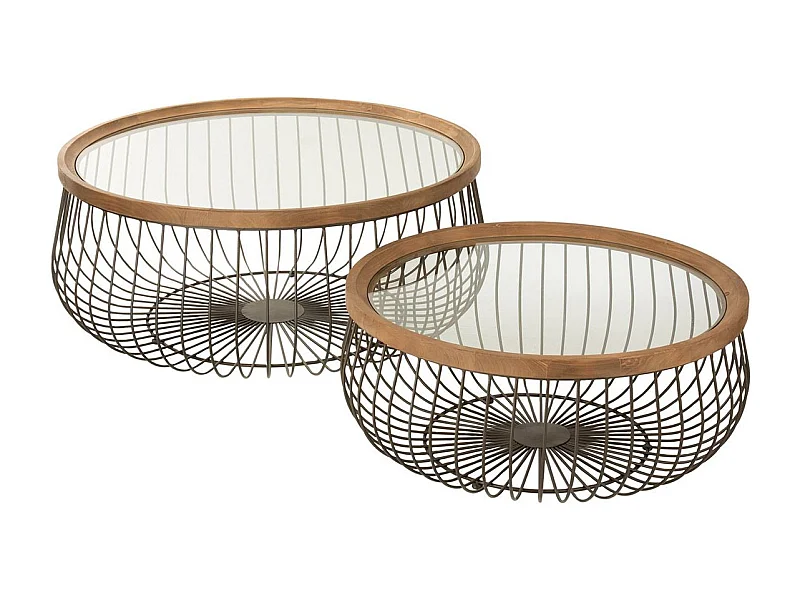 Set van 2 Juna ronde metalen salontafels D 100 en D 80 cm