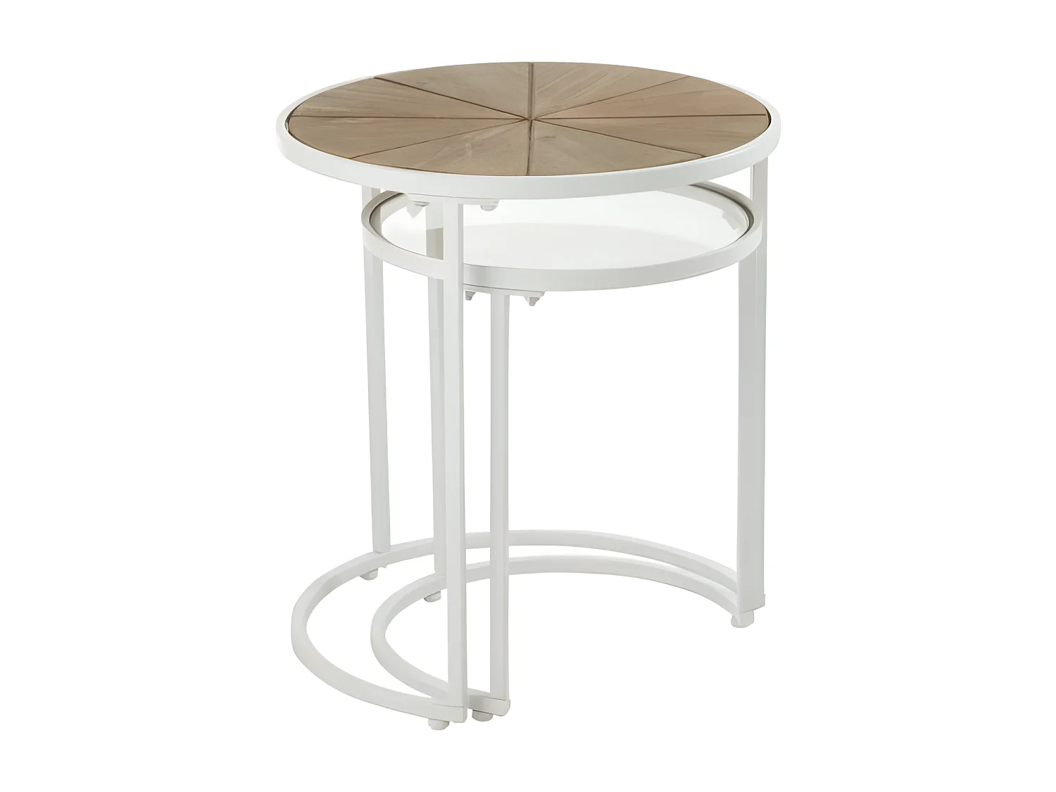 Lot de 2 Tables d'Appoint Gigognes "Lounge" 50cm Blanc