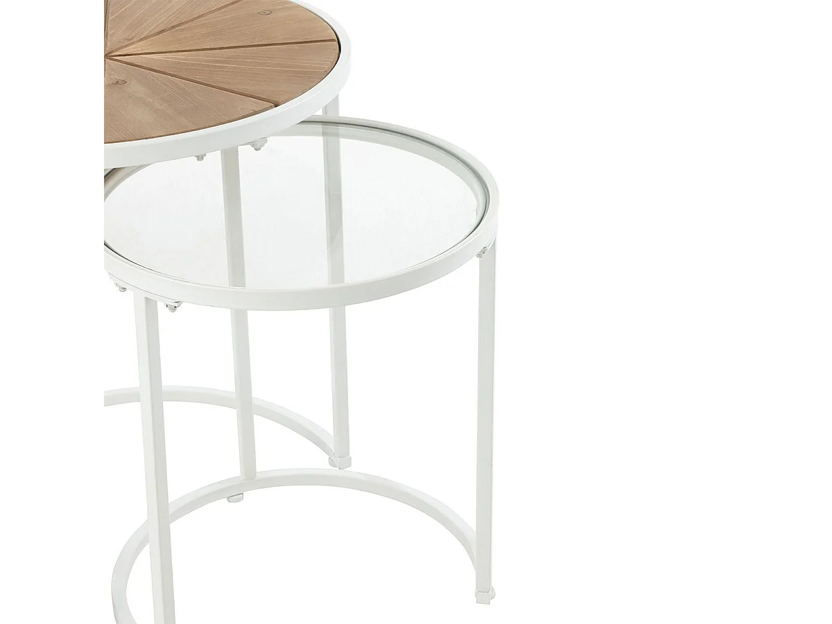 Lot de 2 Tables d'Appoint Gigognes "Lounge" 50cm Blanc