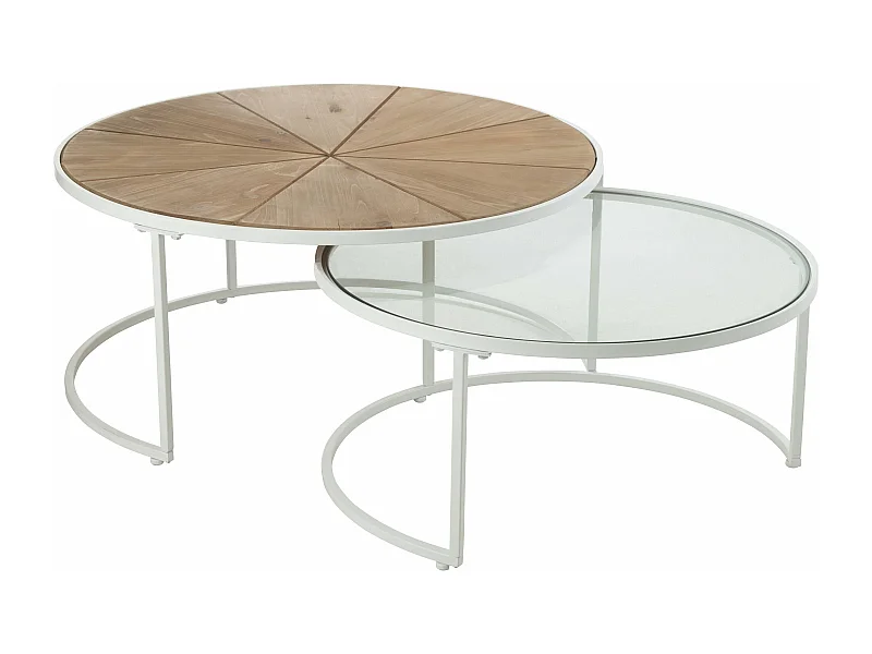 Lot de 2 Tables Basses Design "Lounge" 91cm Blanc