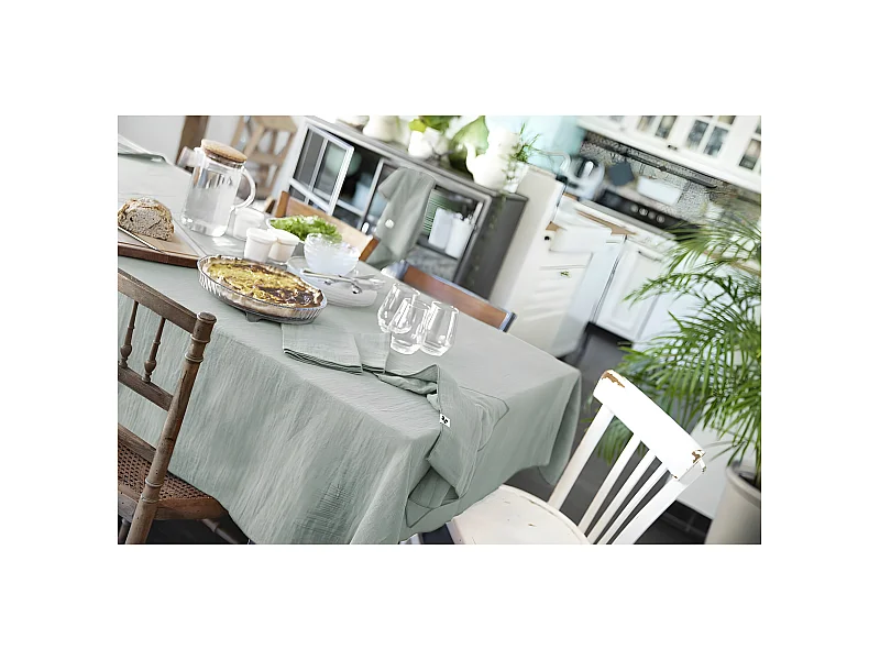 OUREA - Nappe Rectangulaire 150x250cm Gaze de Coton Eucalyptus