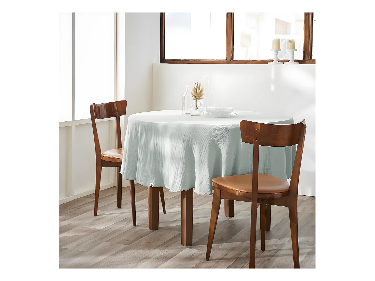 OUREA - Nappe Ronde Ø180cm Gaze de Coton Eucalyptus