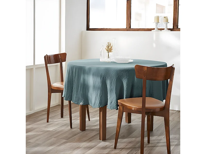 OUREA - Nappe Ronde Ø180cm Gaze de Coton Canard