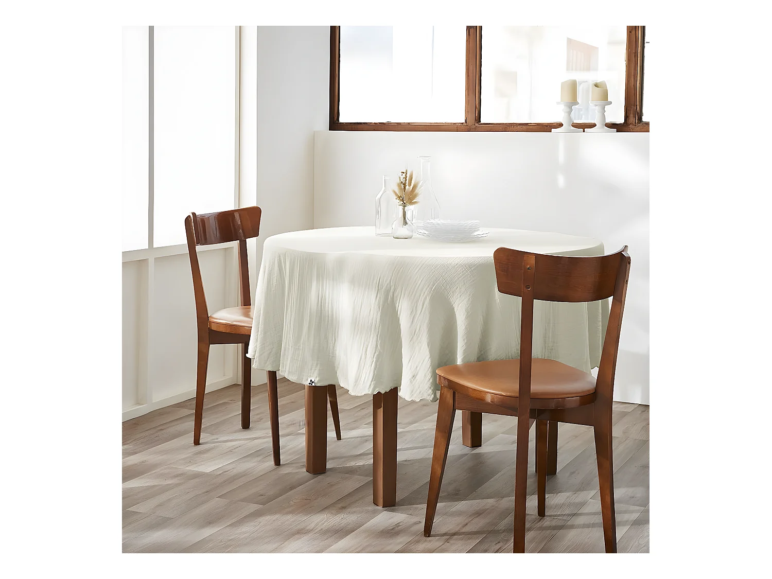 OUREA - Nappe Ronde Ø180cm Gaze de Coton Vert d'eau