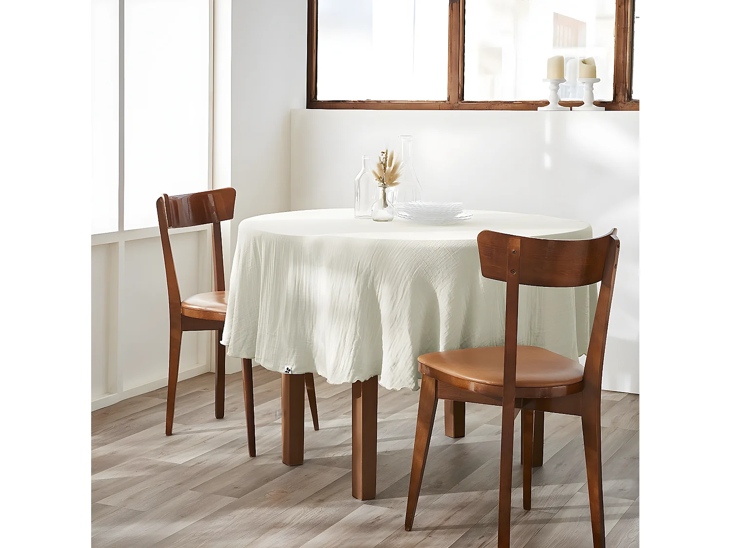 OUREA - Nappe Ronde Ø180cm Gaze de Coton Vert d'eau