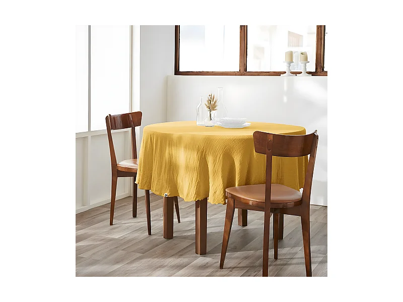 OUREA - Nappe Ronde Ø180cm Gaze de Coton Safran