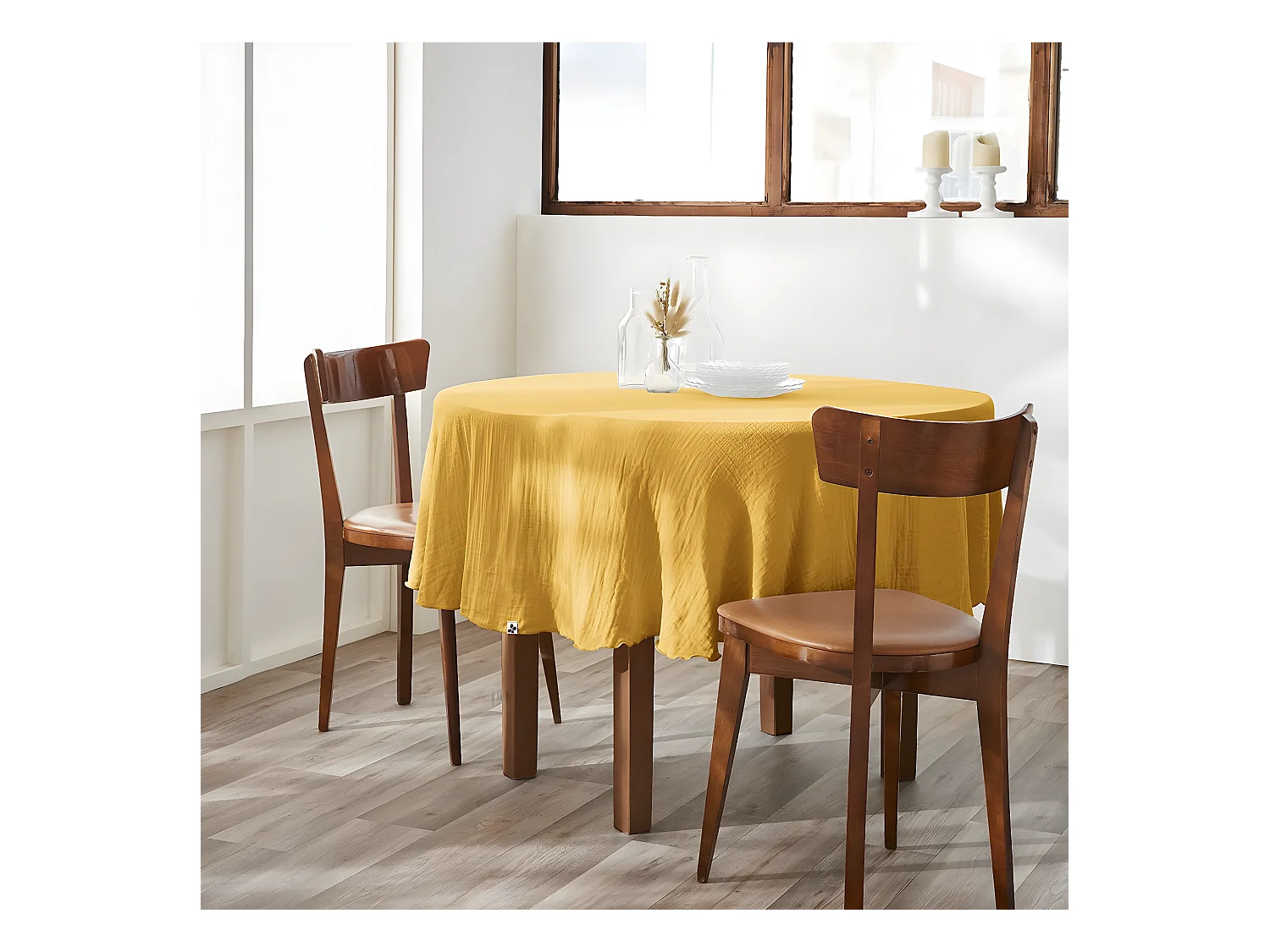 OUREA - Nappe Ronde Ø180cm Gaze de Coton Safran