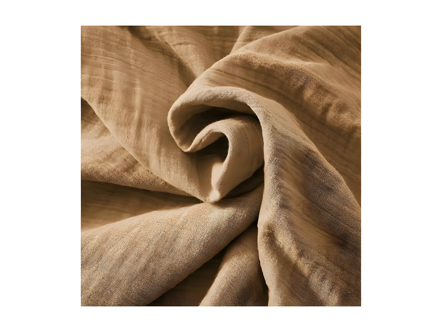 OUREA - Nappe Ronde Ø180cm Gaze de Coton Camel