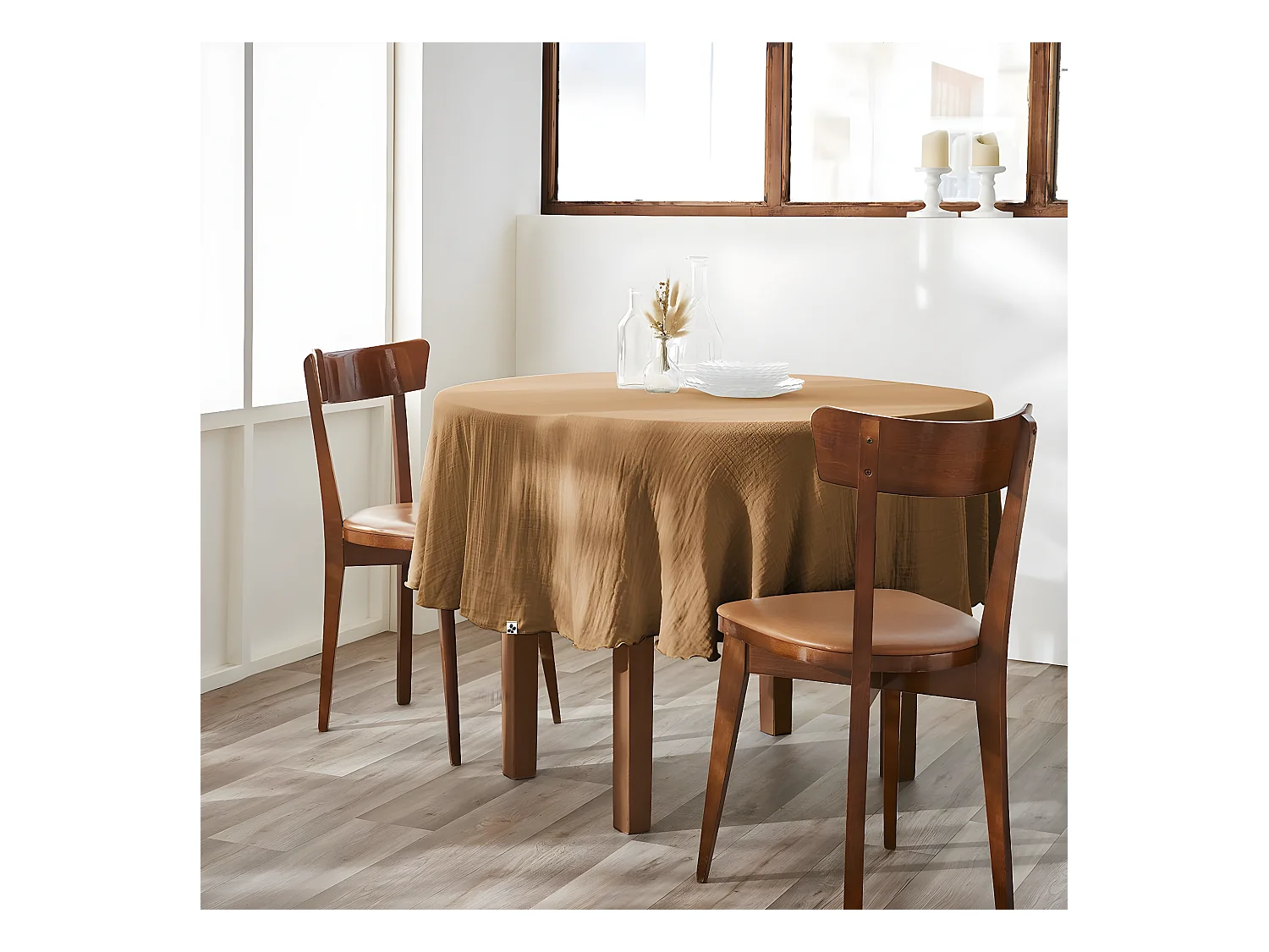 OUREA - Nappe Ronde Ø180cm Gaze de Coton Camel