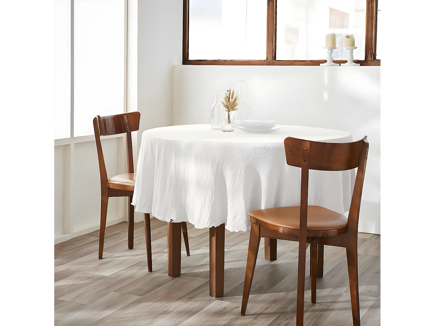 OUREA - Nappe Ronde Ø180cm Gaze de Coton Chantilly