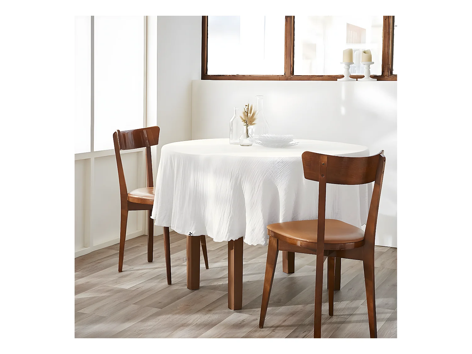 OUREA - Nappe Ronde Ø180cm Gaze de Coton Chantilly