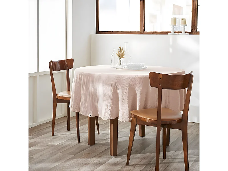 OUREA - Nappe Ronde Ø180cm Gaze de Coton Guimauve