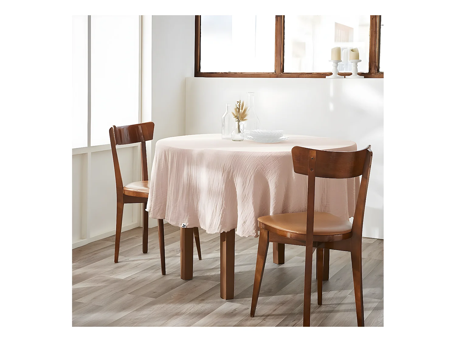 OUREA - Nappe Ronde Ø180cm Gaze de Coton Guimauve