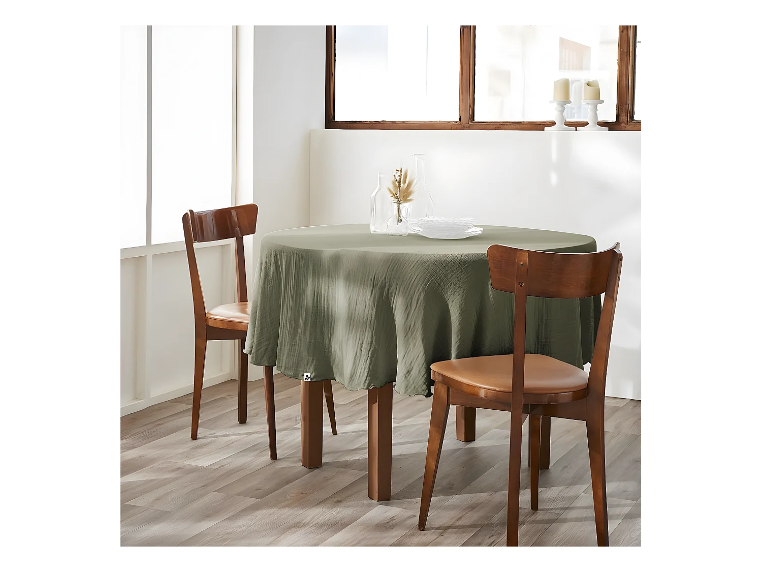 OUREA - Nappe Ronde Ø180cm Gaze de Coton Romarin