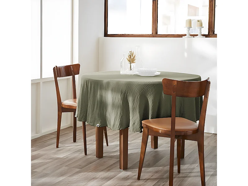 OUREA - Nappe Ronde Ø180cm Gaze de Coton Romarin