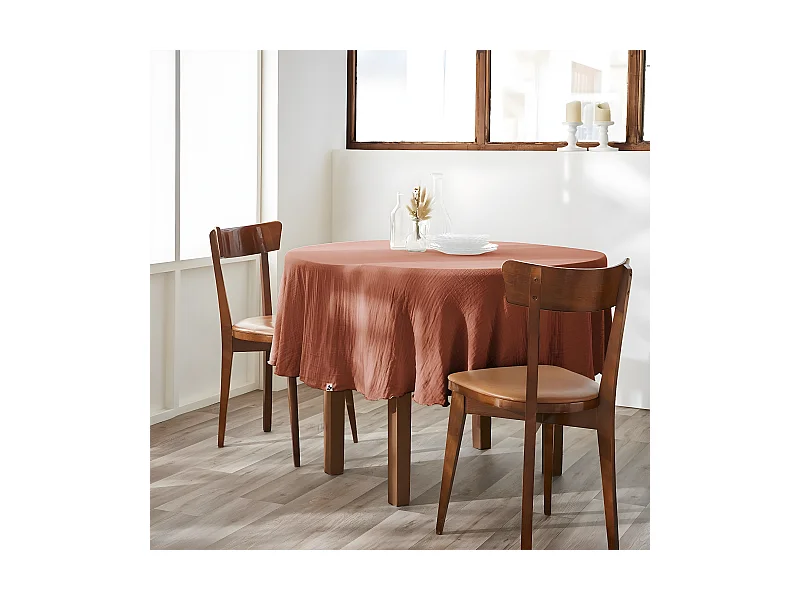 OUREA - Nappe Ronde Ø180cm Gaze de Coton Terracotta