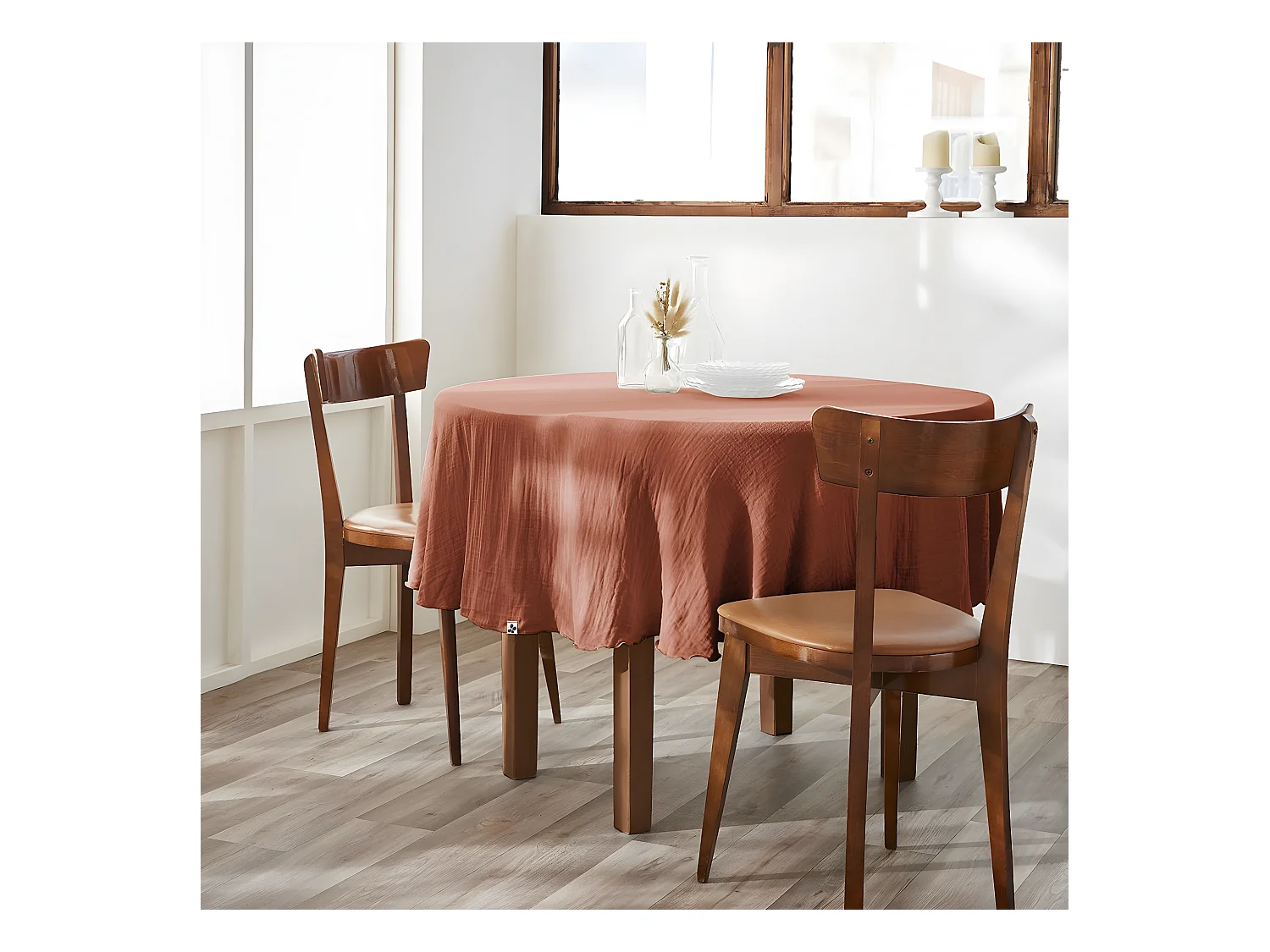 OUREA - Nappe Ronde Ø180cm Gaze de Coton Terracotta