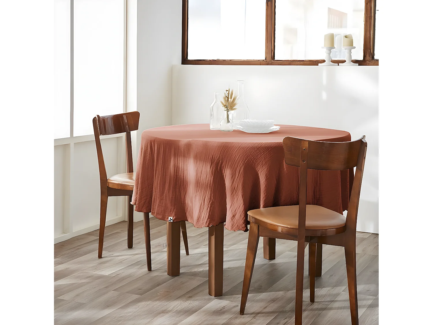 OUREA - Nappe Ronde Ø180cm Gaze de Coton Terracotta