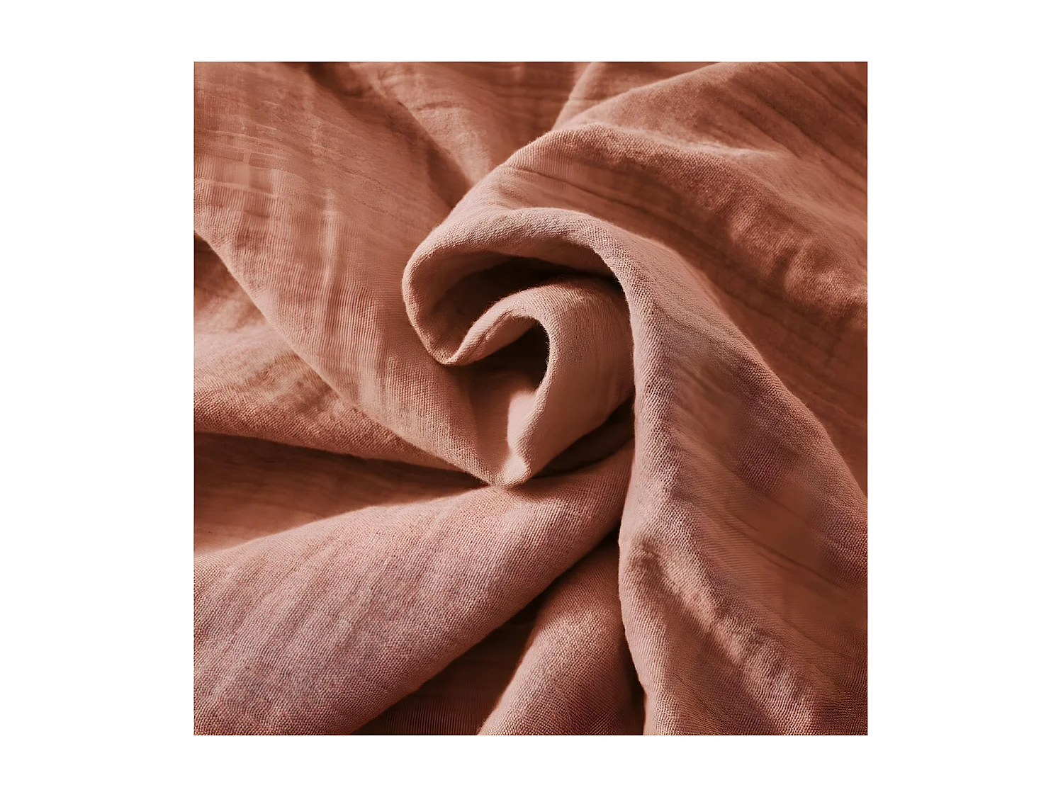 OUREA - Nappe Ronde Ø180cm Gaze de Coton Terracotta