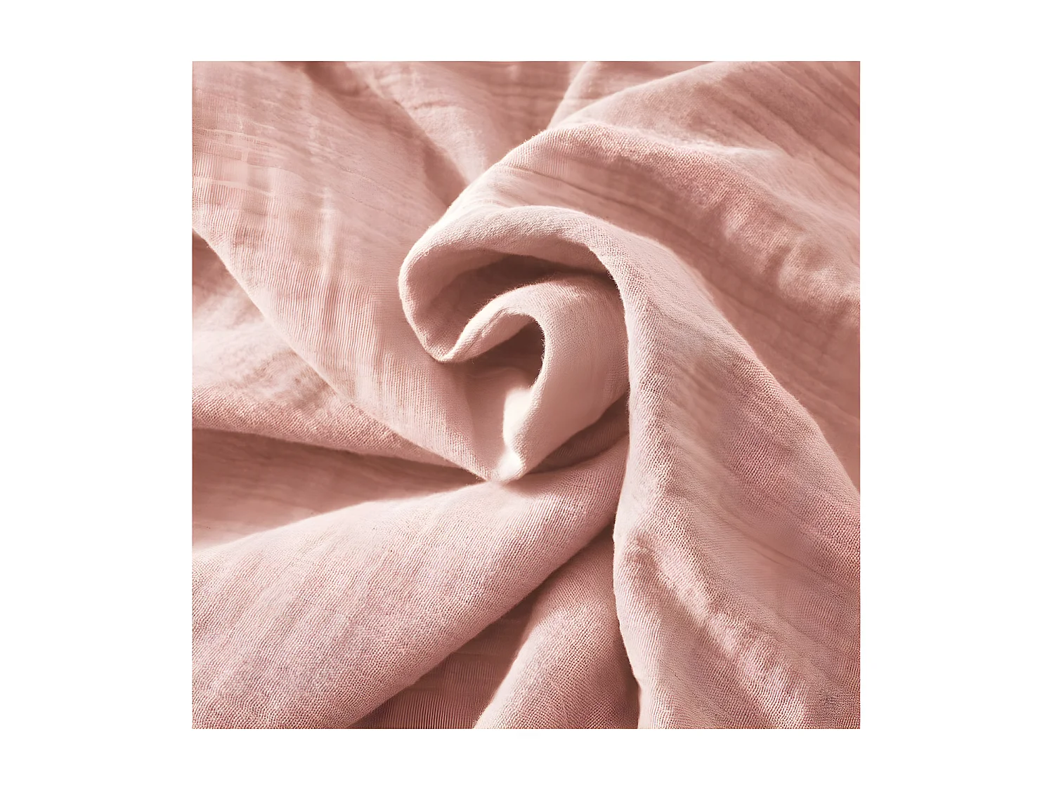 OUREA - Nappe Ronde Ø180cm Gaze de Coton Rose pêche