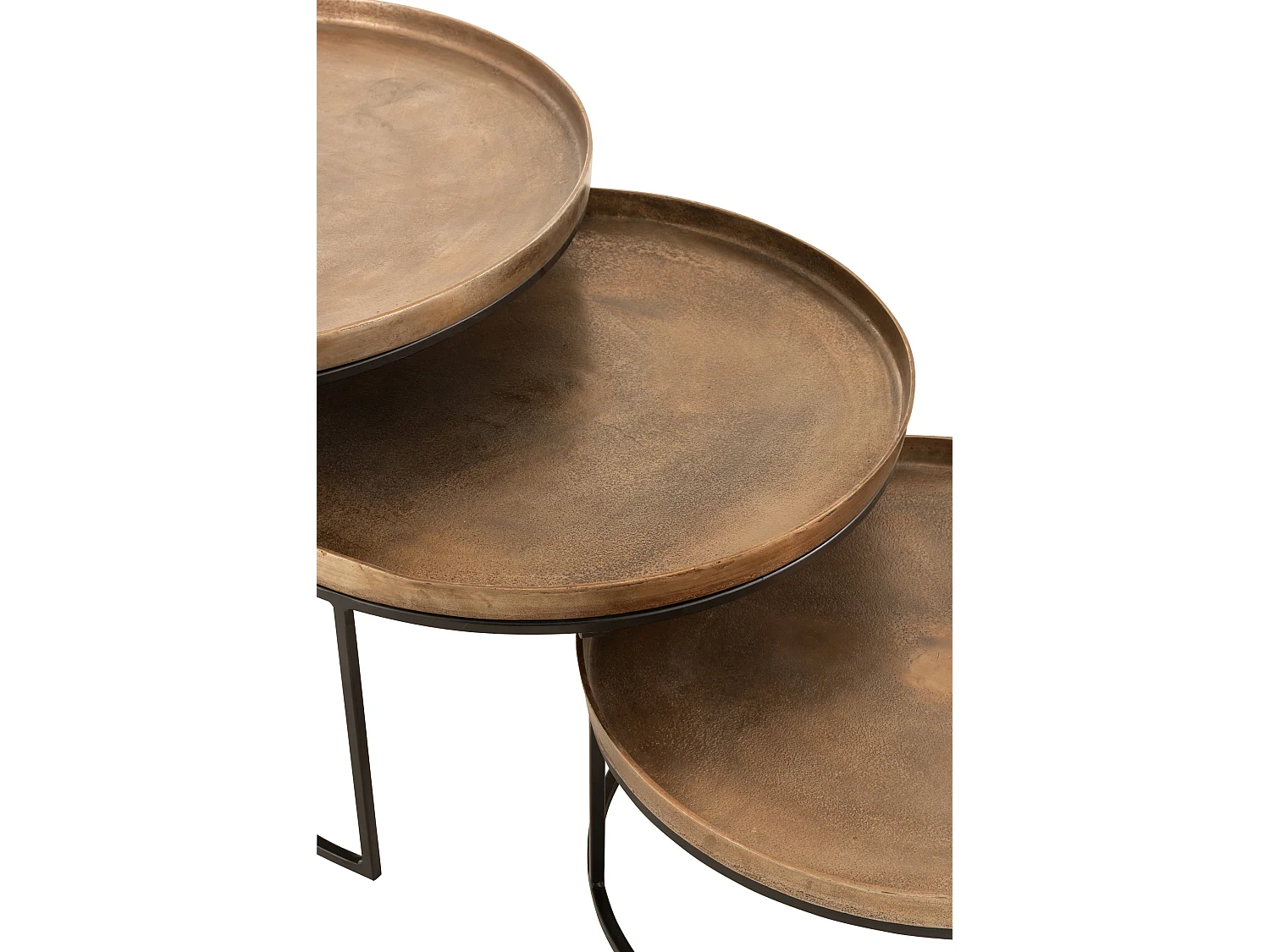 Lot de 3 Tables Basses Gigognes "Bano" 80cm Rouille