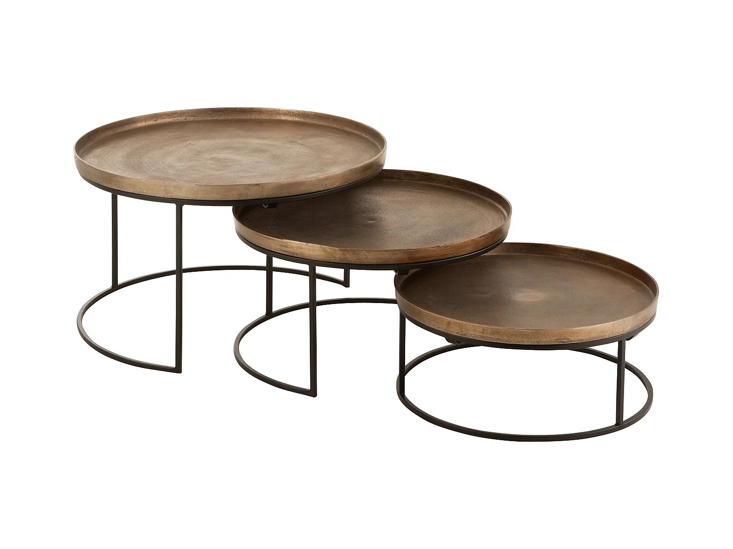 Lot de 3 Tables Basses Gigognes "Bano" 80cm Rouille
