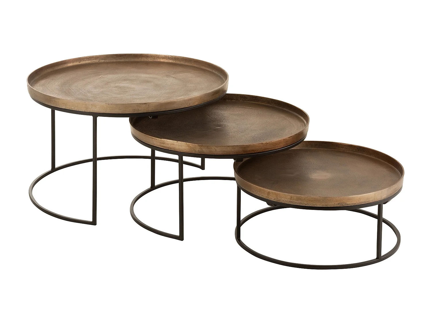 Rolice ronde bijzettafel met roesteffect - Set van 3