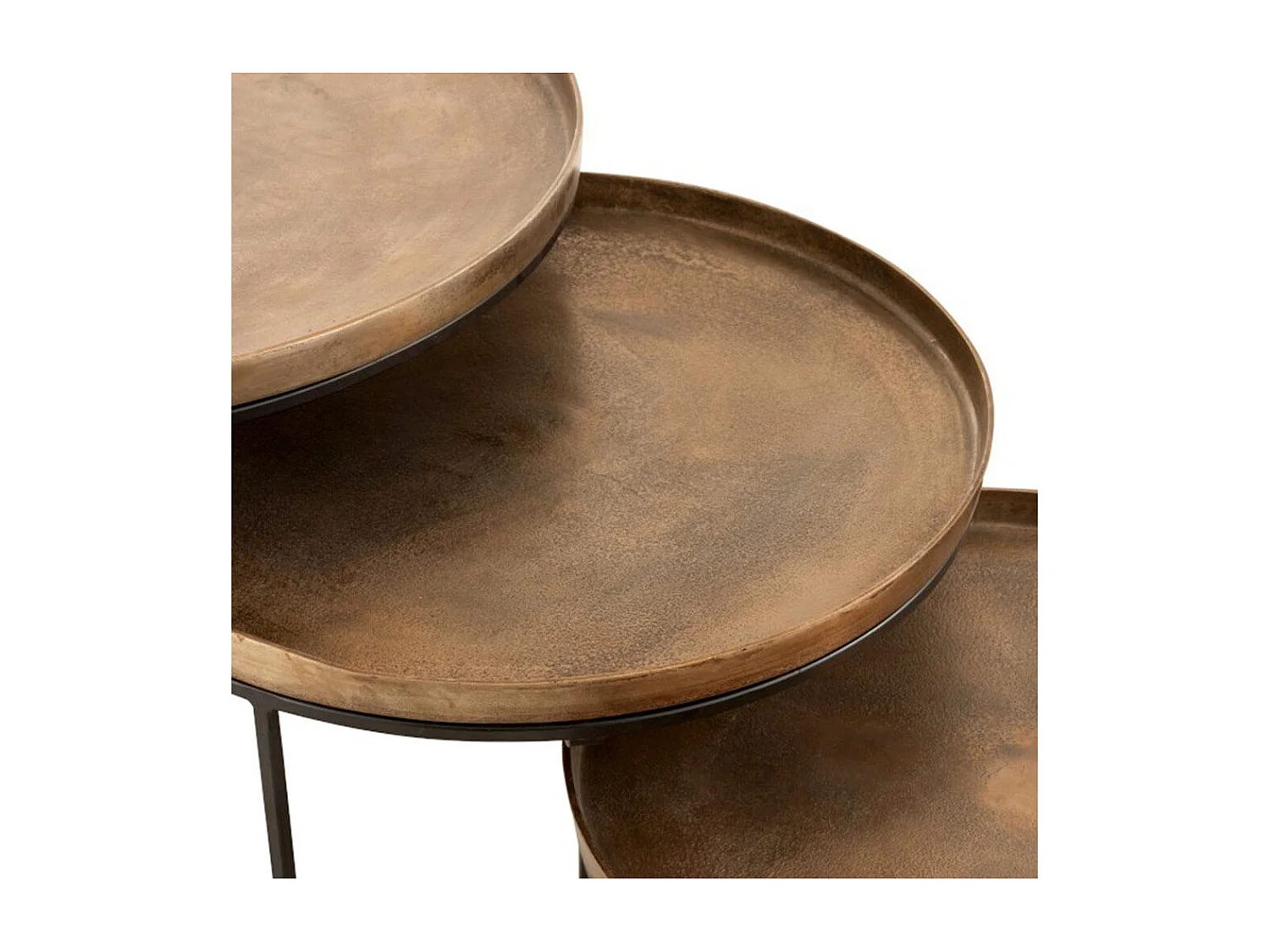 Rolice ronde bijzettafel met roesteffect - Set van 3