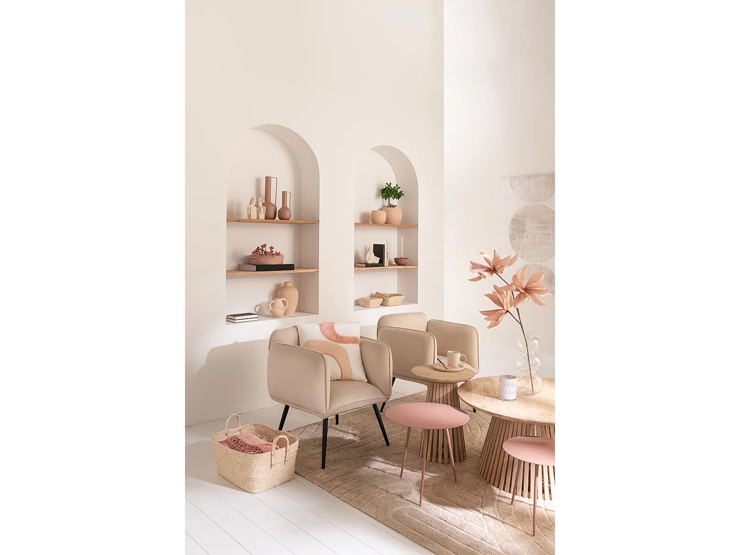 Lot de 3 Tables Gigognes "Obi" 56cm Vieux Rose