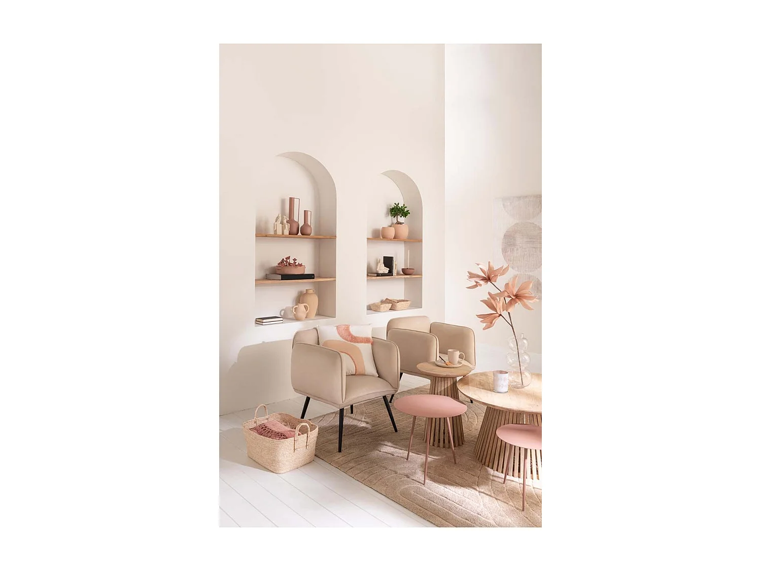 Lot de 3 Tables Gigognes "Obi" 56cm Vieux Rose