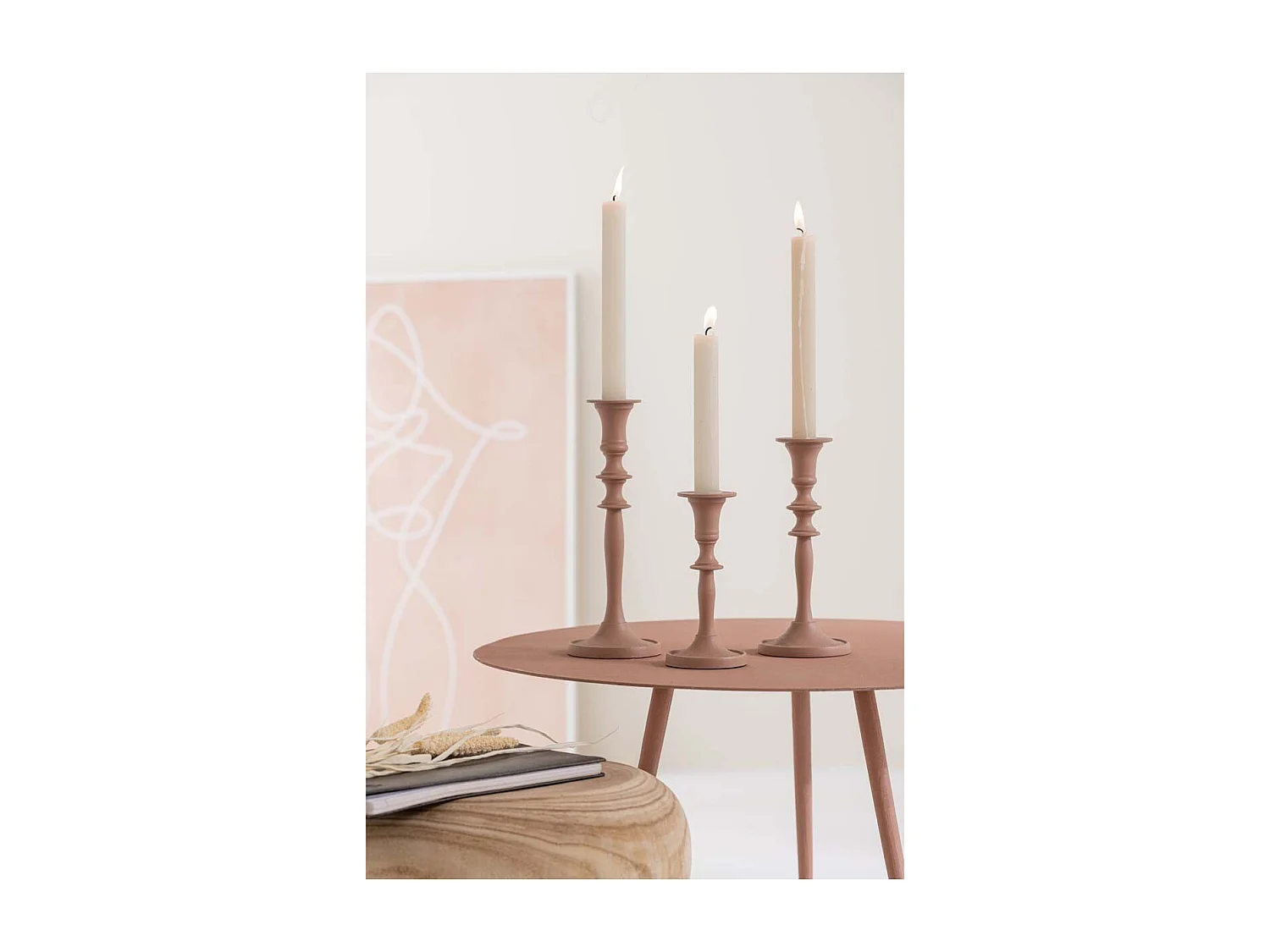 Lot de 3 Tables Gigognes "Obi" 56cm Vieux Rose
