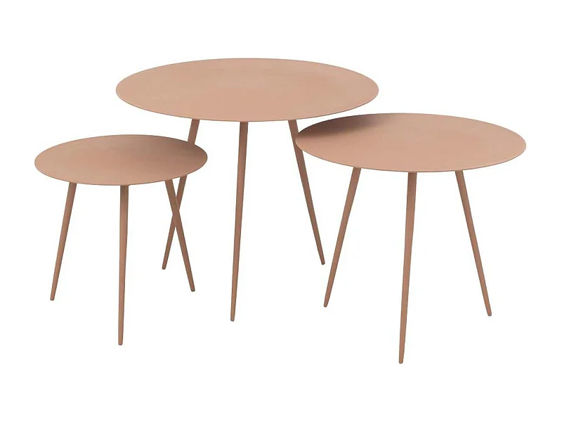 Lot de 3 Tables Gigognes "Obi" 56cm Vieux Rose