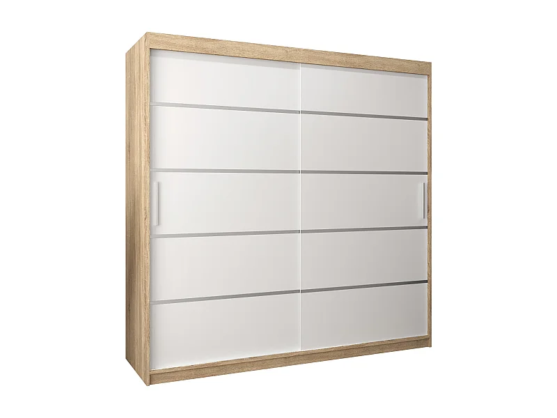 SCHWEBETÜRENSCHRANK VERONA 1 200/200/62 2-türig (Sonoma/Weiß)