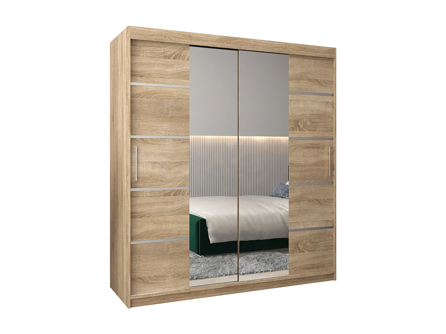 ARMOIRE VERONA 4 À PORTES COULISSANTES 200/180/62 2 Portes (Sonoma/Sonoma)