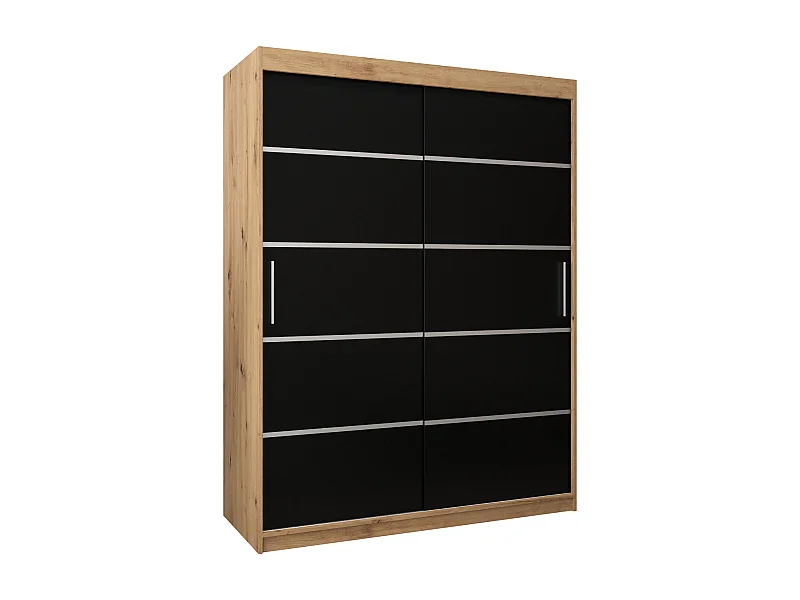 SCHWEBETÜRENSCHRANK VERONA 1 200/150/62 2-türig (Artisan/Schwarz)