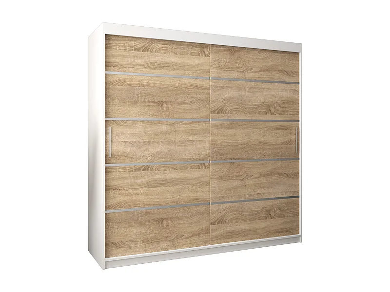 SCHWEBETÜRENSCHRANK VERONA 1 200/200/62 2-türig (Weiß/Sonoma)