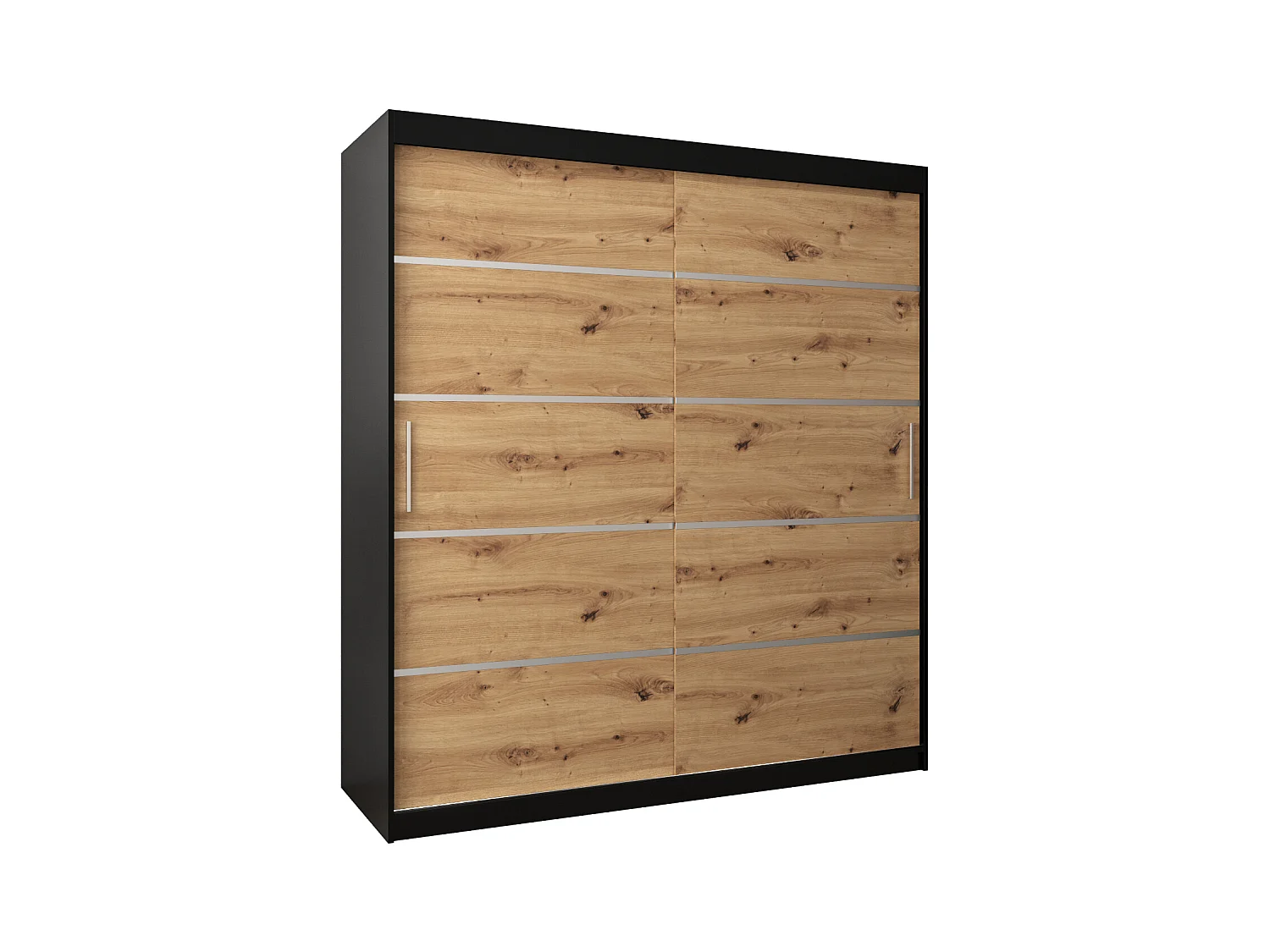 SCHWEBETÜRENSCHRANK VERONA 1 200/180/62 2-türig (Schwarz/Artisan)