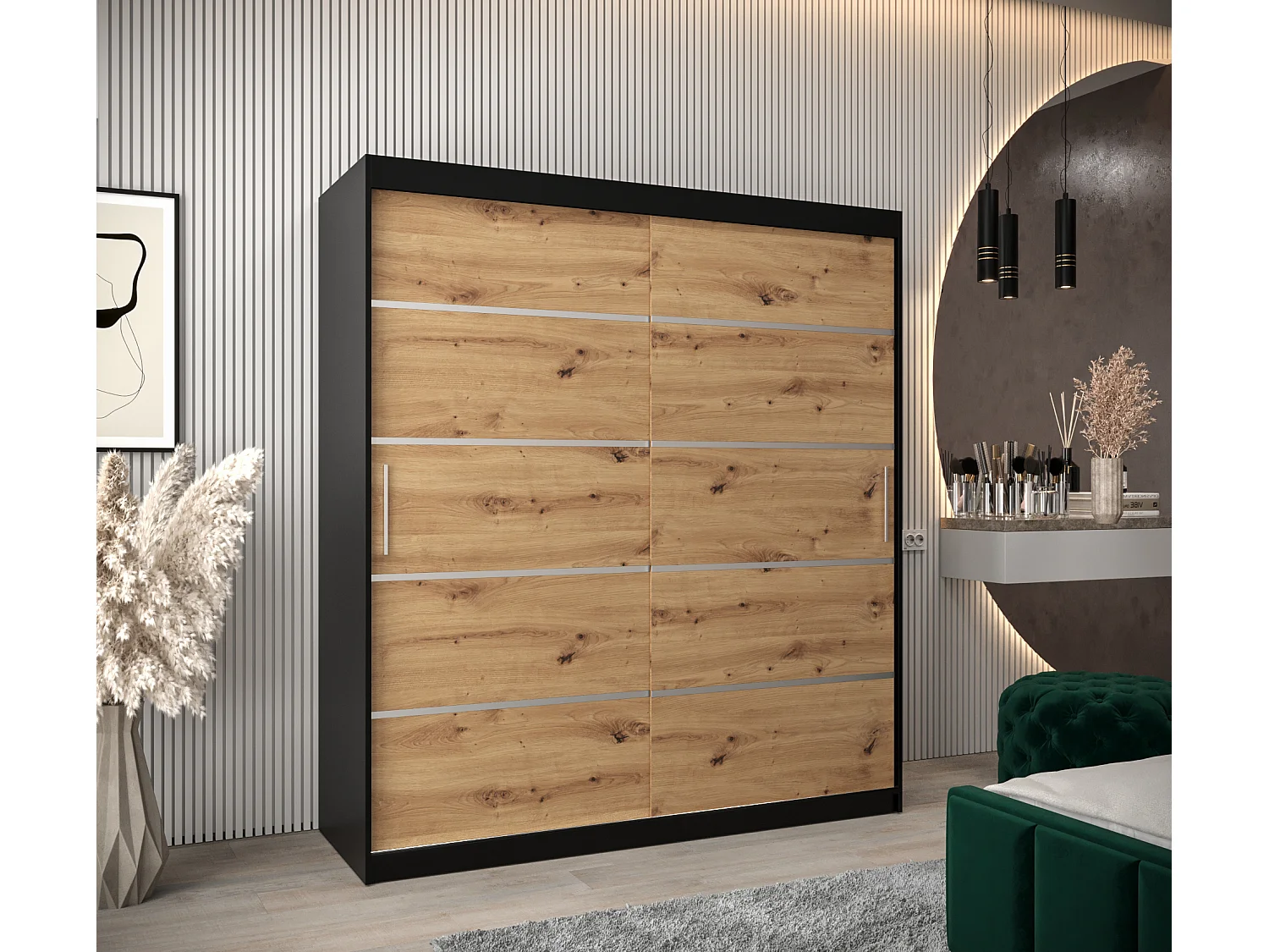 ARMARIO VERONA 1 DE PUERTAS CORREDERAS 200/180/62 2 puertas (negro/artisan)