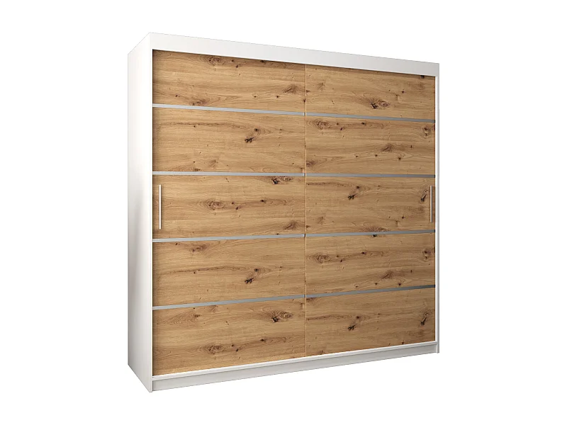 SCHWEBETÜRENSCHRANK VERONA 1 200/200/62 2-türig (Weiß/Artisan)