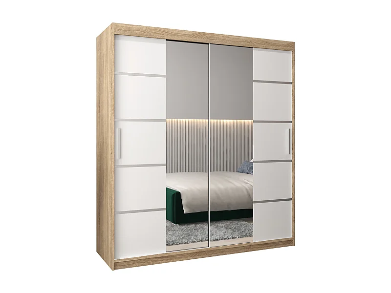 VERONA 4 KLEDINGKAST MET SCHUIFDEUREN 200/180/62 2 deuren (sonoma/wit)