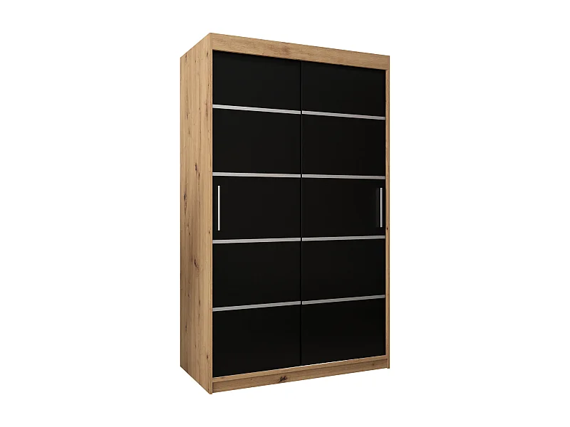 SCHWEBETÜRENSCHRANK VERONA 1 200/120/62 2-türig (Artisan/Schwarz)