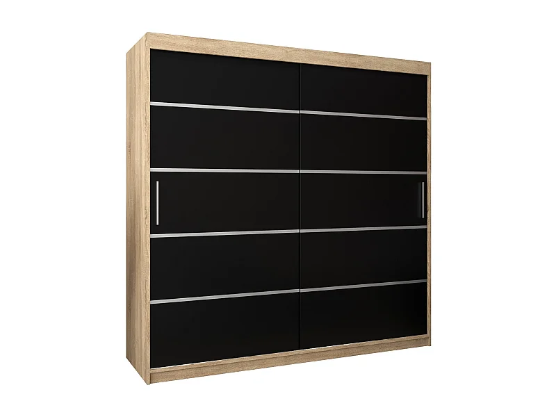 SCHWEBETÜRENSCHRANK VERONA 1 200/200/62 2-türig (Sonoma/Schwarz)