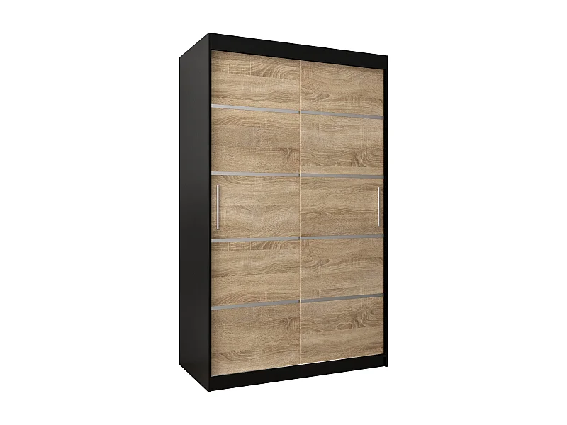 SCHWEBETÜRENSCHRANK VERONA 1 200/120/62 2-türig (Schwarz/Sonoma)