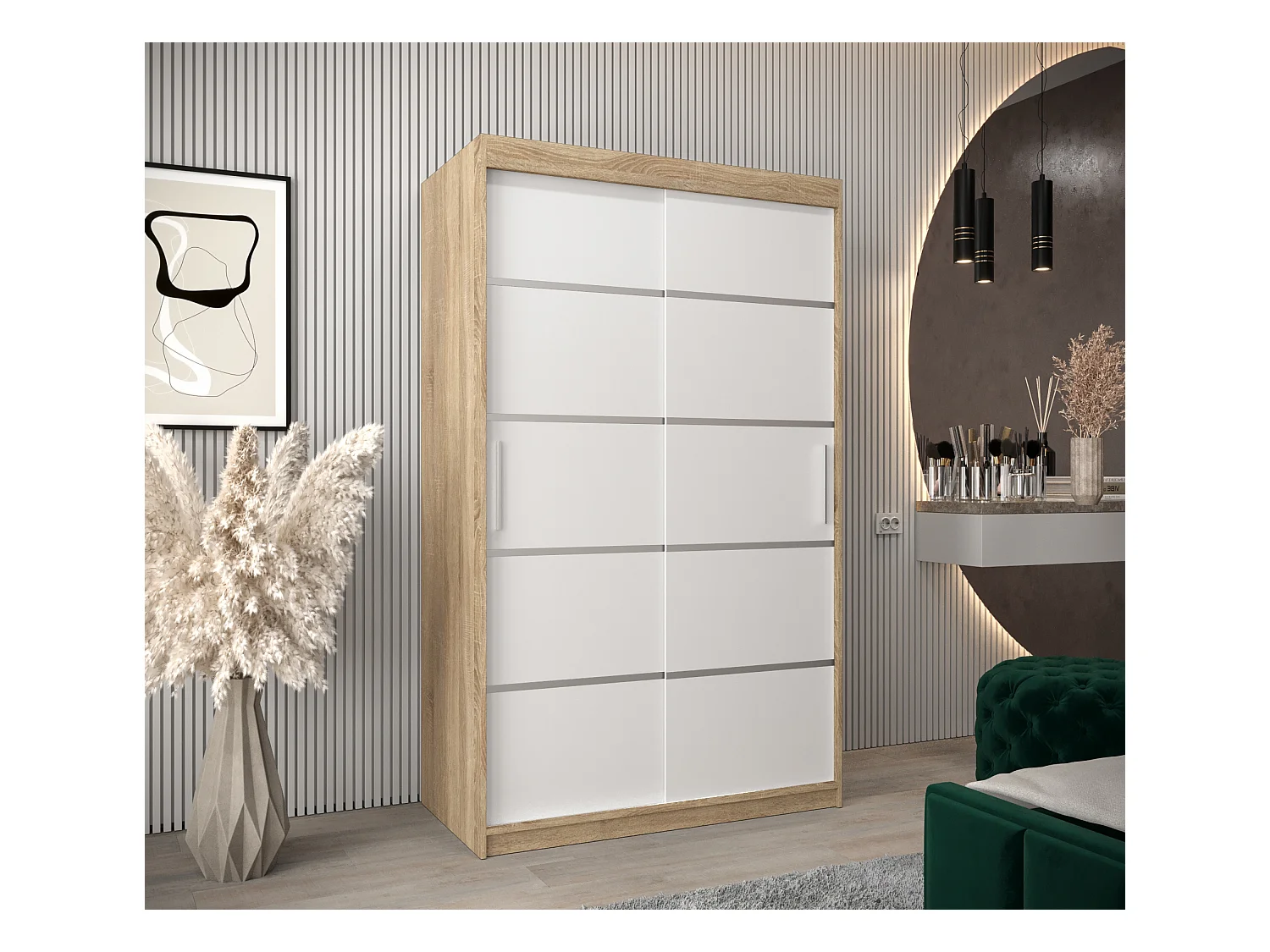 VERONA 1 KLEDINGKAST MET SCHUIFDEUREN 200/120/62 2 deuren (sonoma/wit)