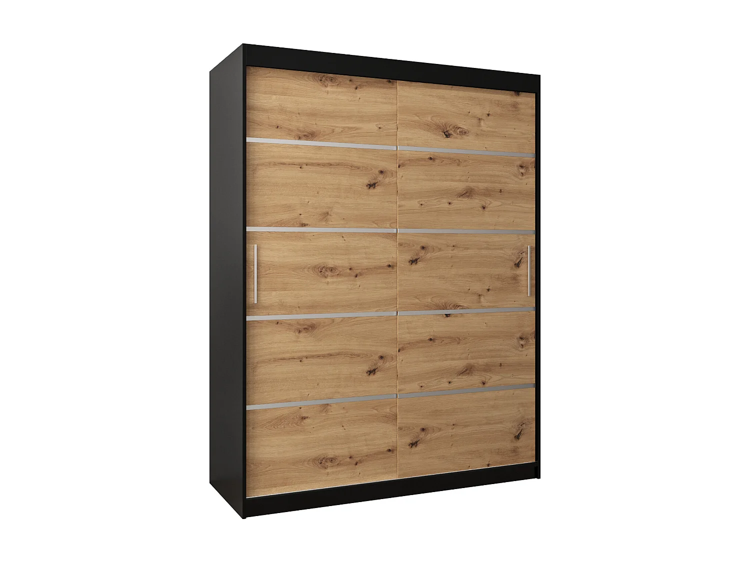 SCHWEBETÜRENSCHRANK VERONA 1 200/150/62 2-türig (Schwarz/Artisan)