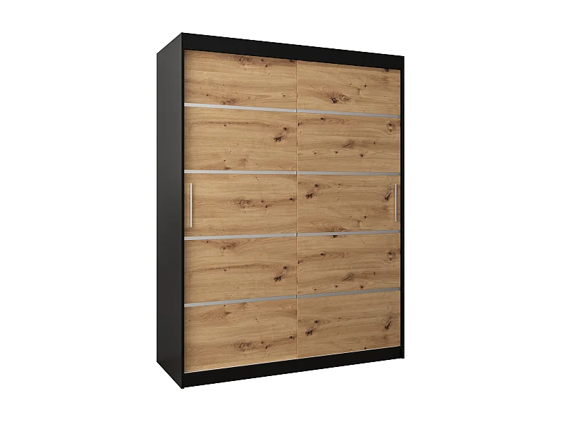 SCHWEBETÜRENSCHRANK VERONA 1 200/150/62 2-türig (Schwarz/Artisan)