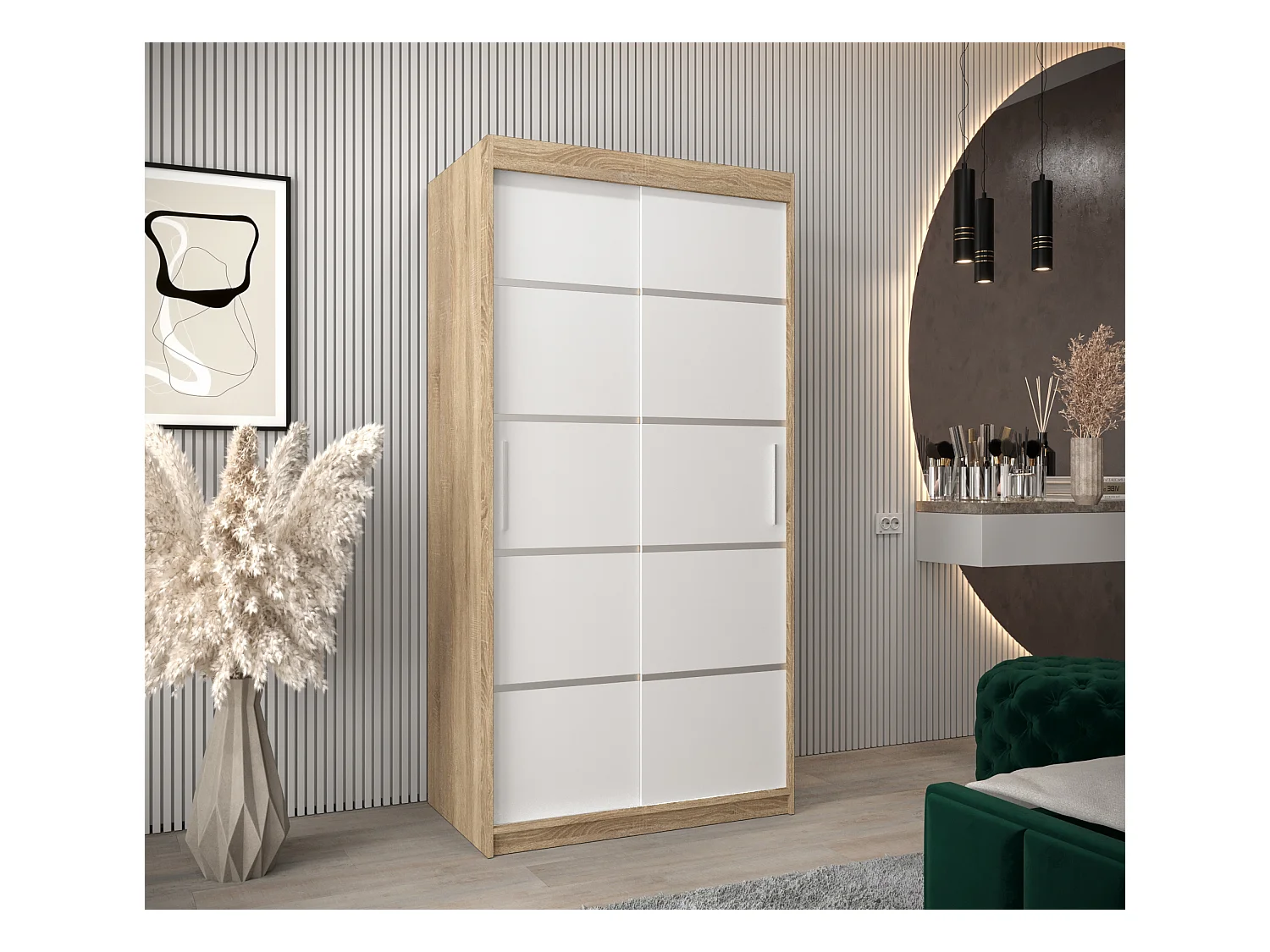 VERONA 1 KLEDINGKAST MET SCHUIFDEUREN 200/100/62 2 deuren (sonoma/wit)