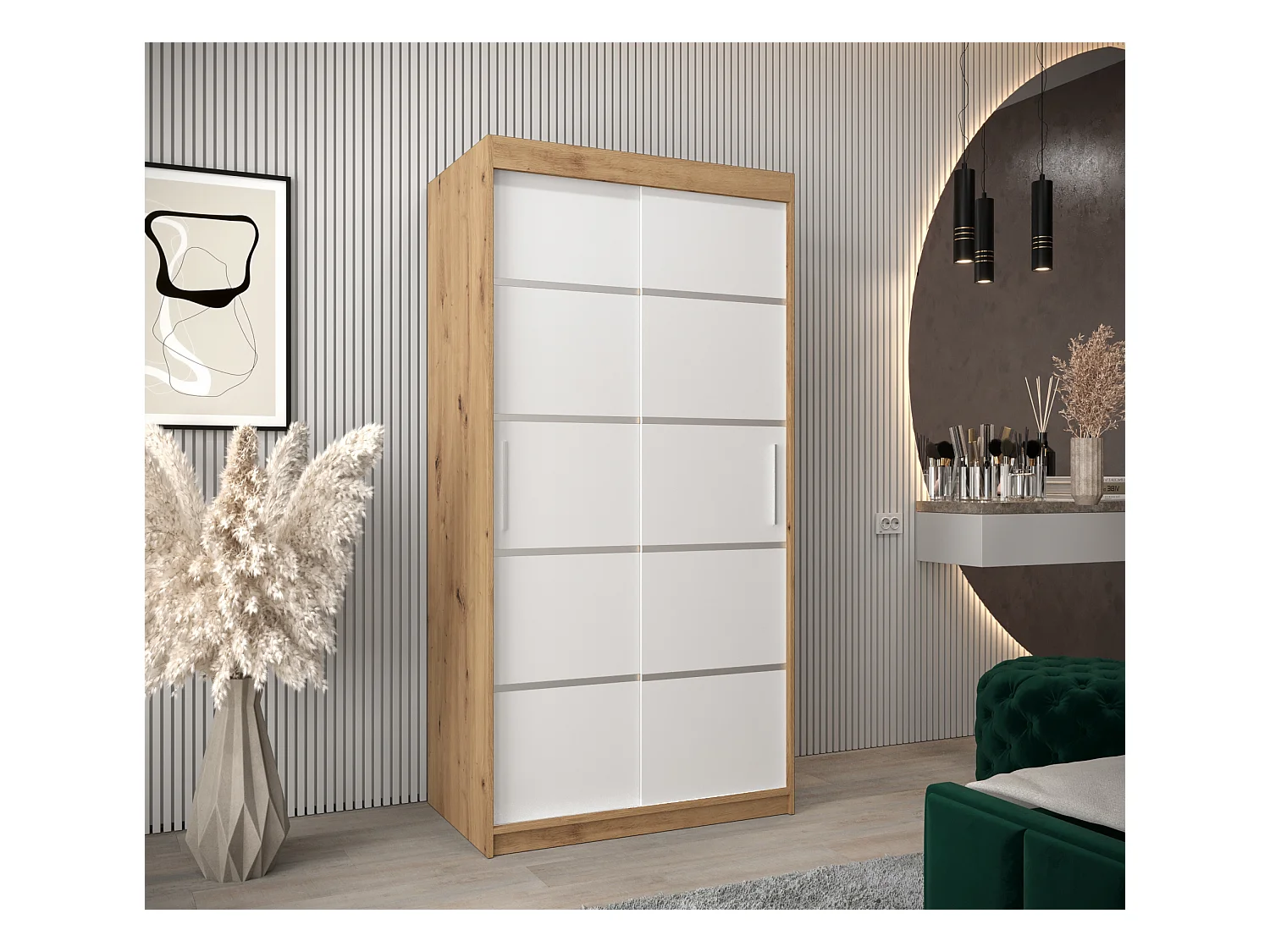 VERONA 1 KLEDINGKAST MET SCHUIFDEUREN 200/100/62 2 deuren (artisan/wit)