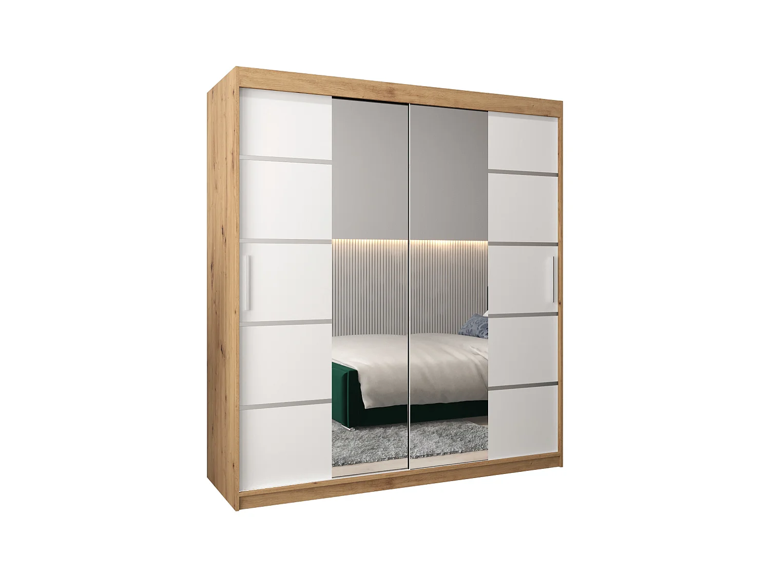 ARMOIRE VERONA 4 À PORTES COULISSANTES 200/180/62 2 Portes (Artisan/Blanc)