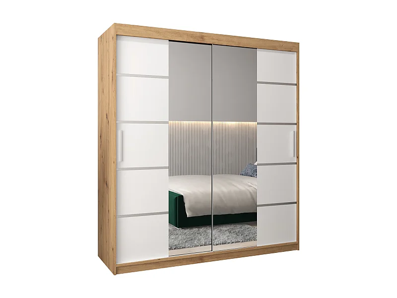 ARMOIRE VERONA 4 À PORTES COULISSANTES 200/180/62 2 Portes (Artisan/Blanc)